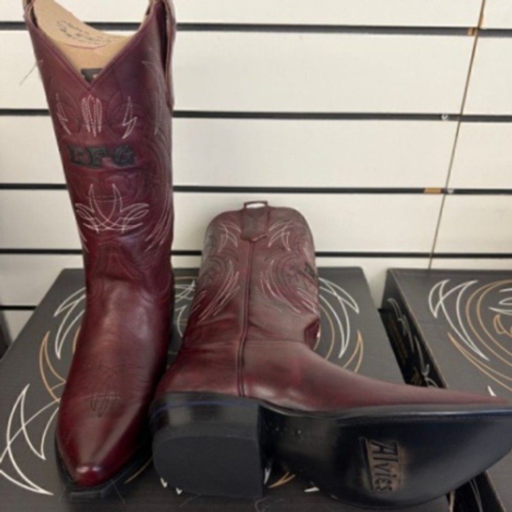 NEW $459 Alvies‎ Billy Gibbons ZZ Top BFG Red Leather 10 DE 33 Coupe Cowboy Boot